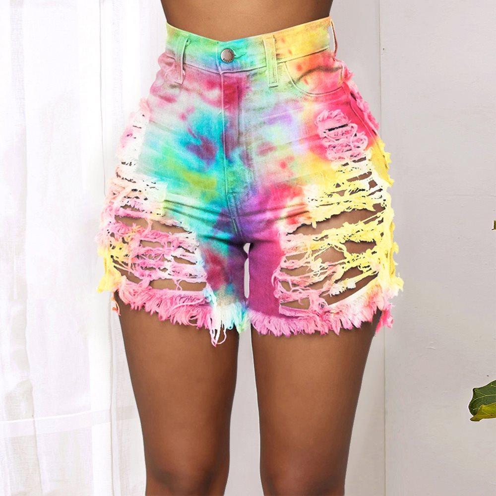 Tie-dye printed denim shorts Be Up For Life