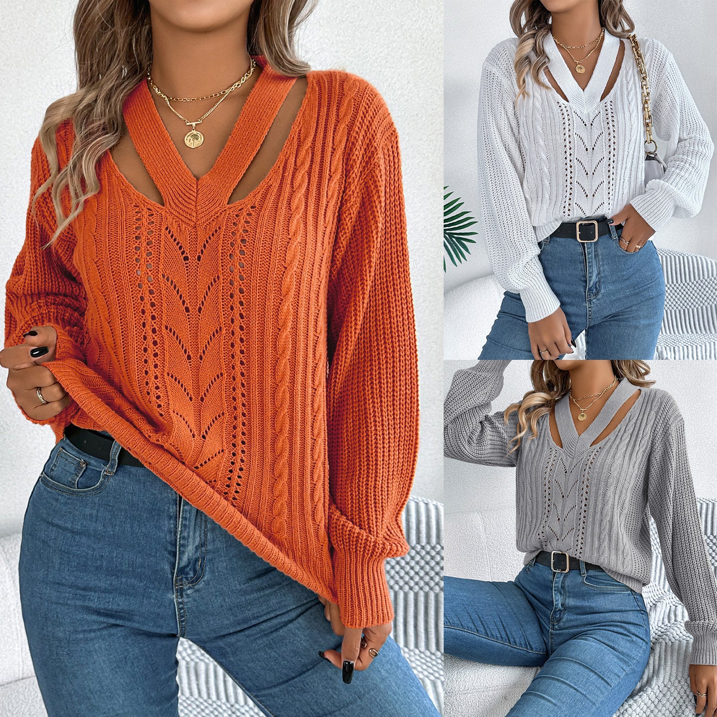V-neck Twist Pullover Sweater Be Up For Life