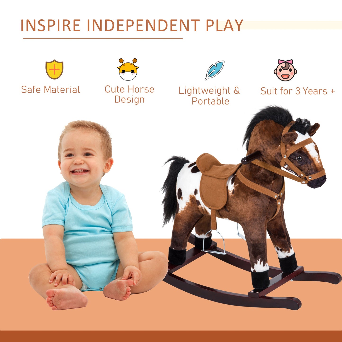 Rocking Horse Kids Plush Ride-On BEUPFORLIFE.com