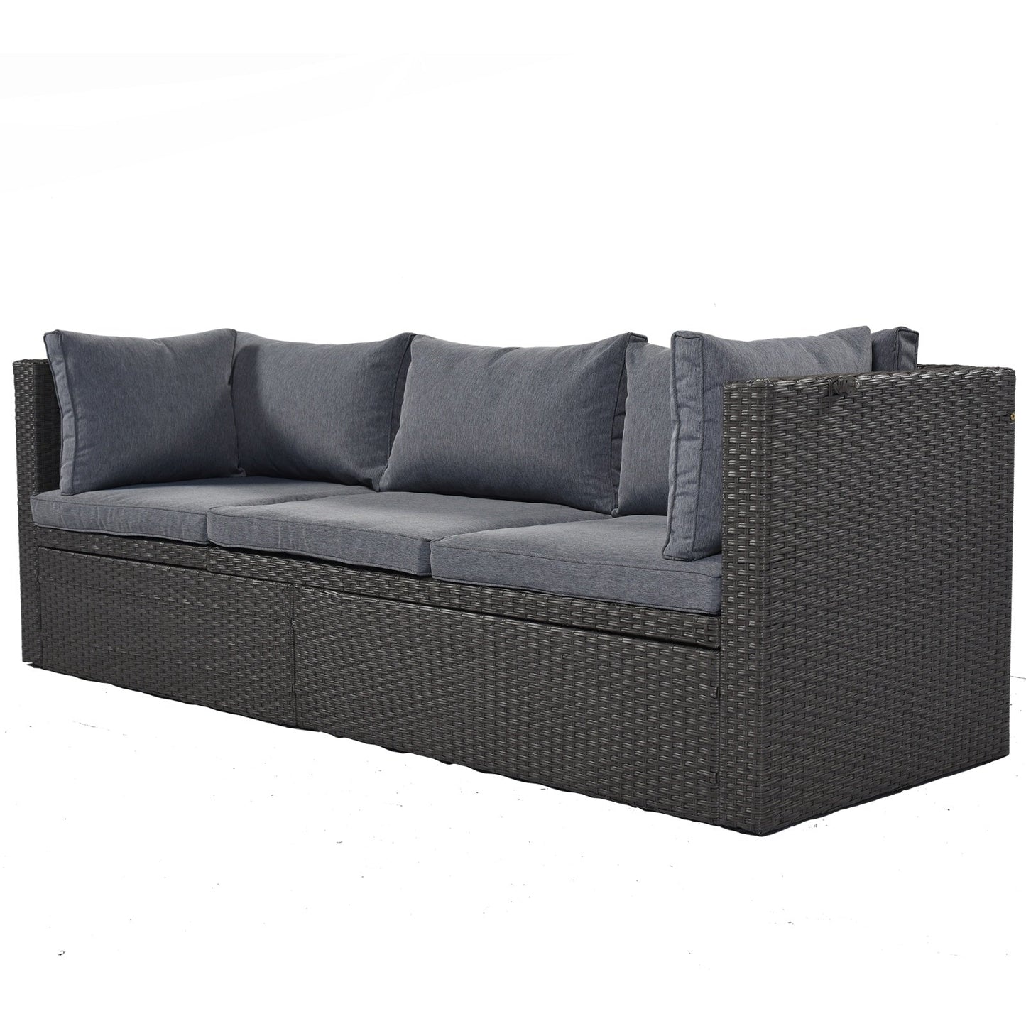 U Style Patio Rectangle Daybed With Canopy, Wicker Sectional Seating Be Up For Life