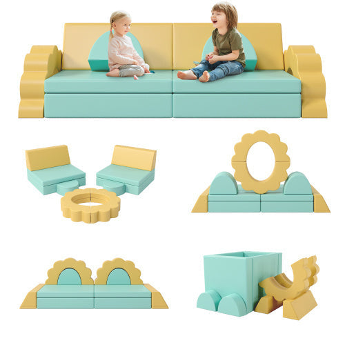 10PCS Kids Couch For Playroom, Climbing And Crawl Foam Play Set Foam Climbing Blocks Convertible Sofa BEUPFORLIFE.com