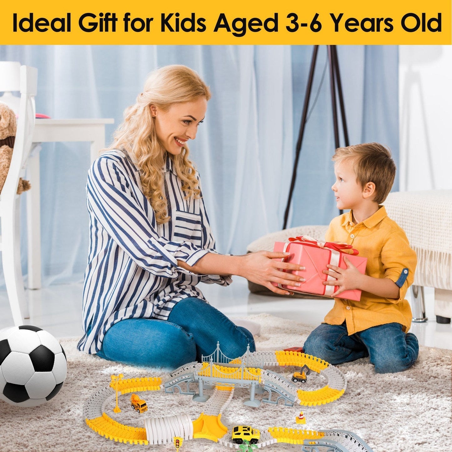 1Pc 340Pcs Construction Race Track Set, for Ages 3 - 6 Years Old BEUPFORLIFE.com