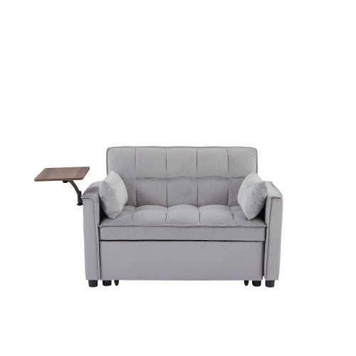 Velvet Loveseat Sleeper Sofa Bed With Side Table BEUPFORLIFE.com