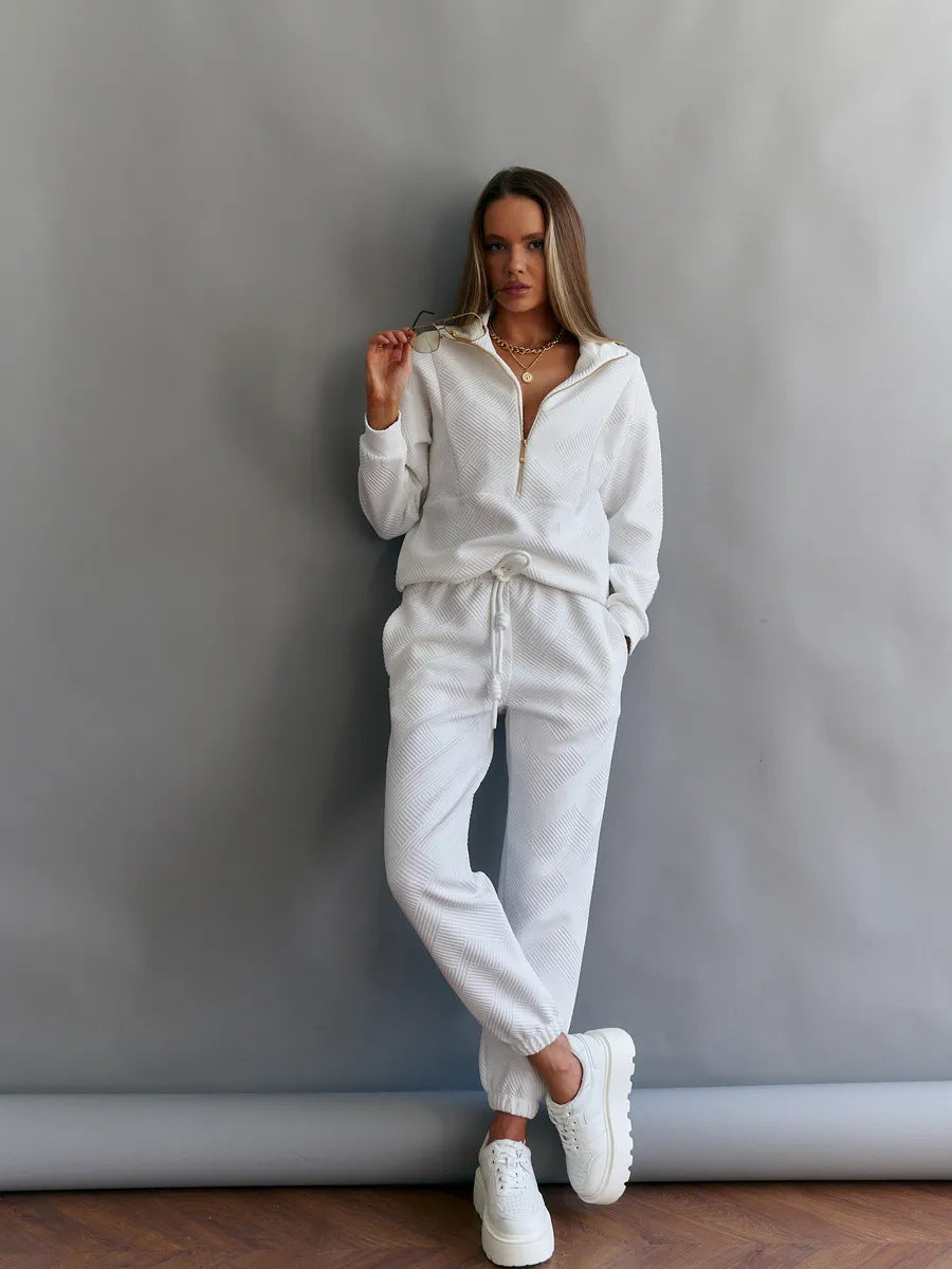Loose Zip Top Drawstring Two-piece Set