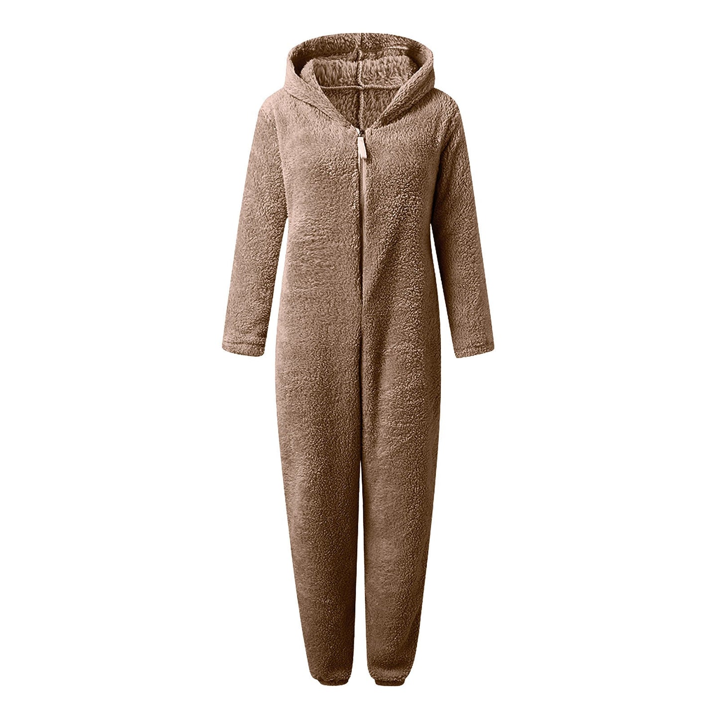 Fleece-lined Thick Furry Jumpsuit Hooded Cat Ear Pajamas BEUPFORLIFE.com
