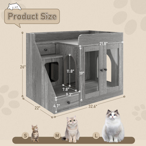 Cat Litter Box Enclosure With Light BEUPFORLIFE.com