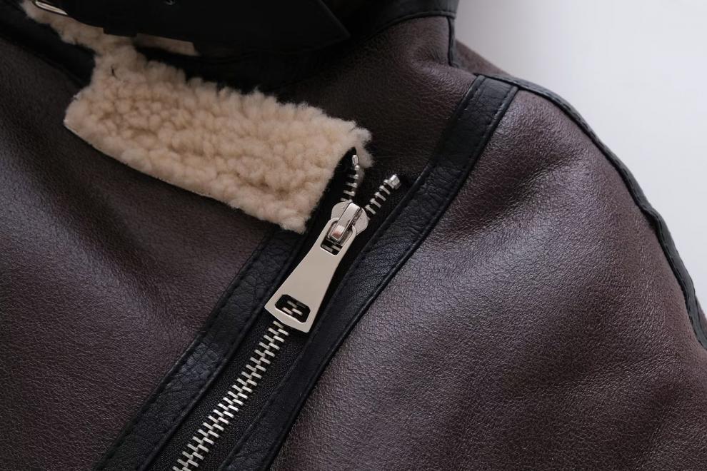 Suede Fur Integrated Motorcycle Jacket BEUPFORLIFE.com