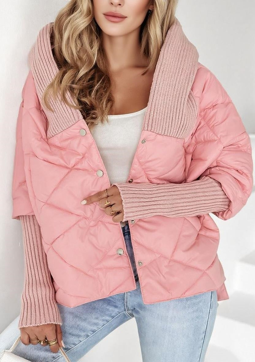 Diamond Lattice Hooded Casual Long Sleeve Coat