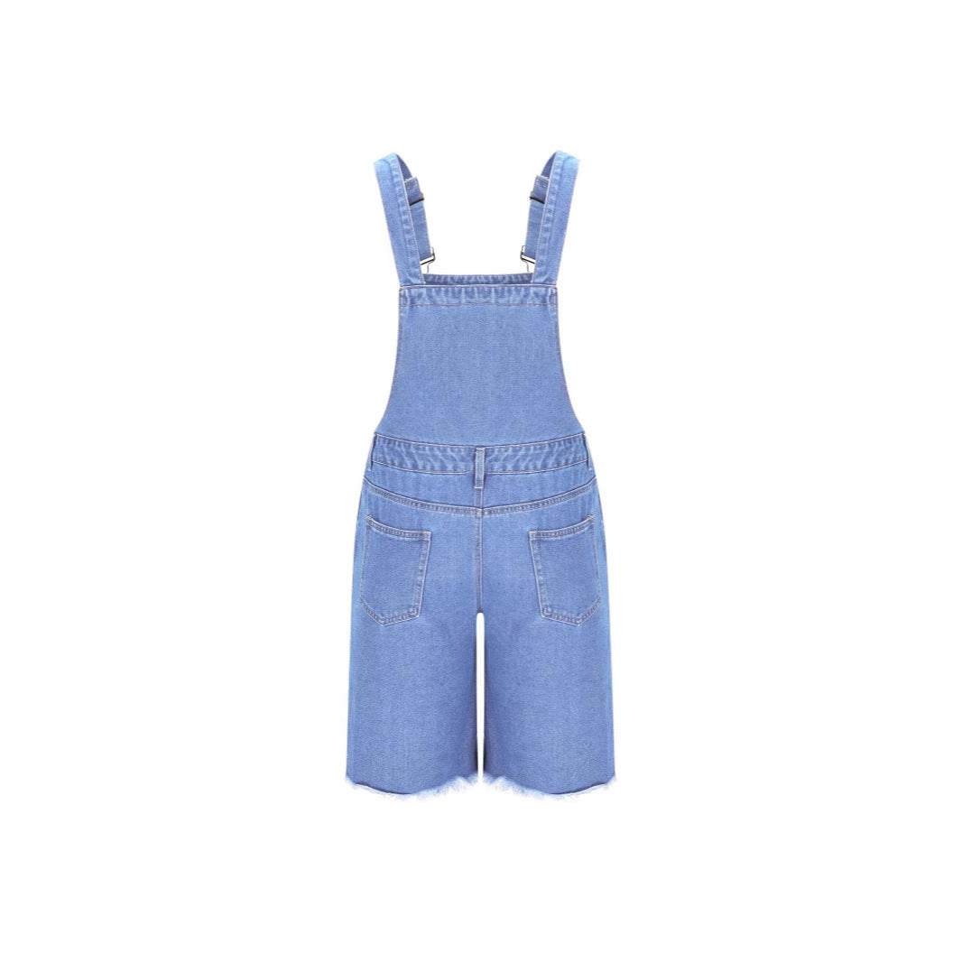 Ripped Men's Denim Suspender Shorts Be Up For Life