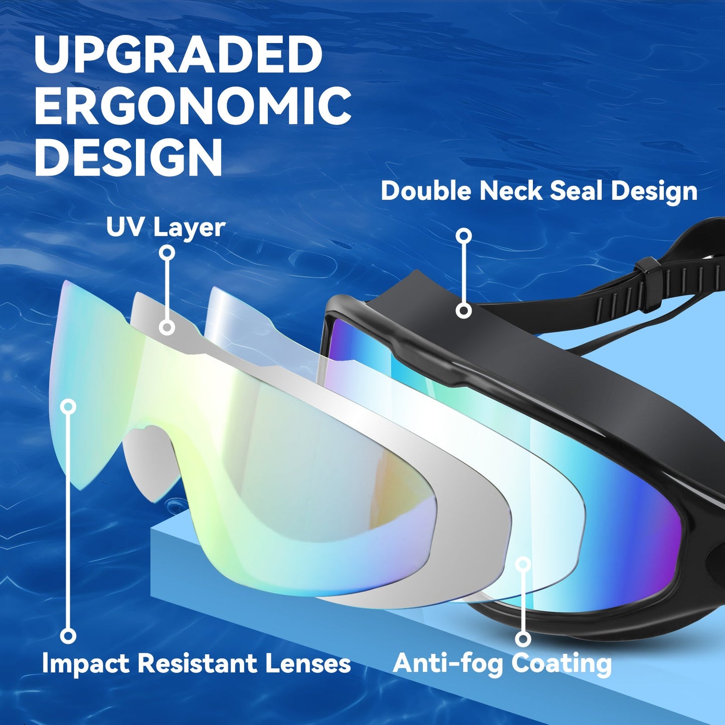 Set of 2 Pairs Of Swimming Goggles BEUPFORLIFE.com