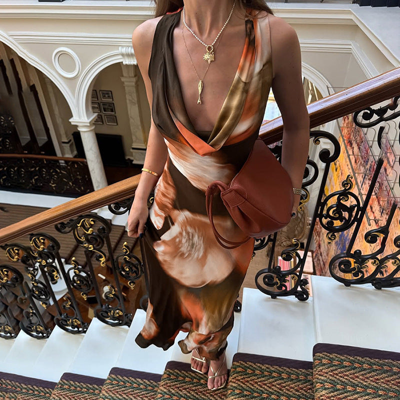 Retro Swing Collar High Waist Long Dress BEUPFORLIFE.com