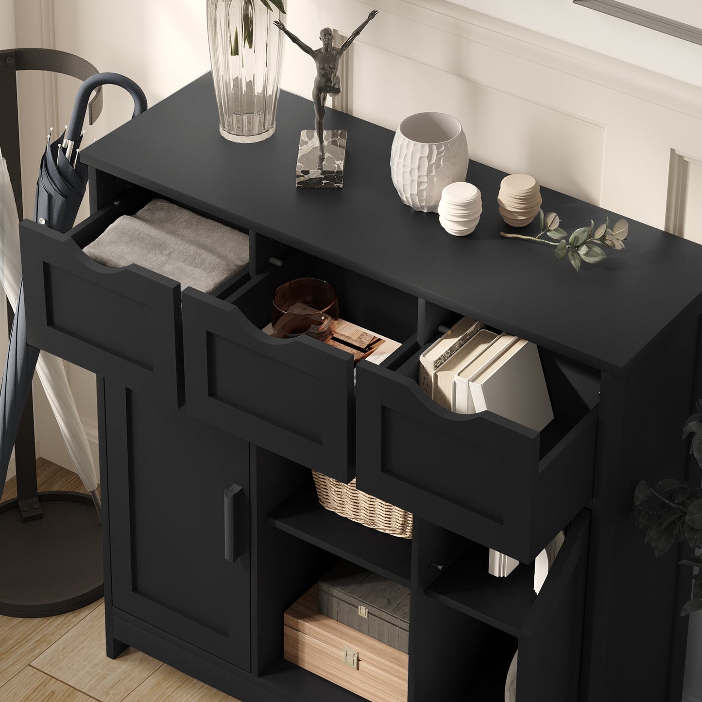 Wooden Storage Cabinet, w/ Drawers And Shelves BEUPFORLIFE.com