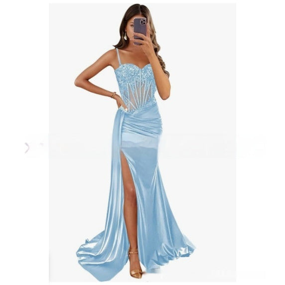 Lovely Satin Strapless Long Dress BEUPFORLIFE.com