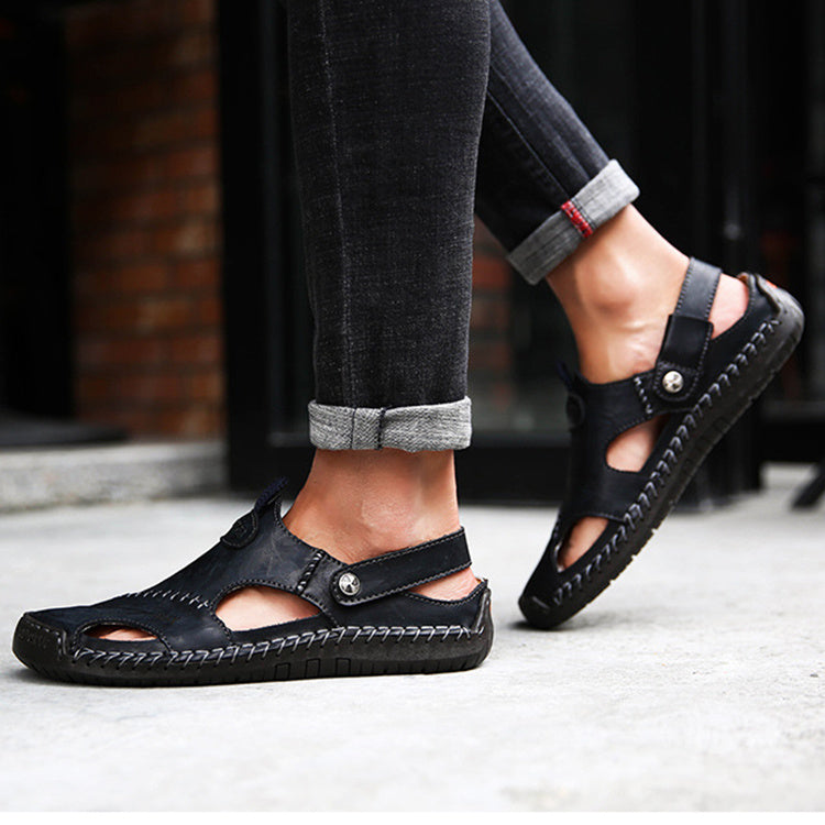 Closed Toe Leather Sandals BEUPFORLIFE.com