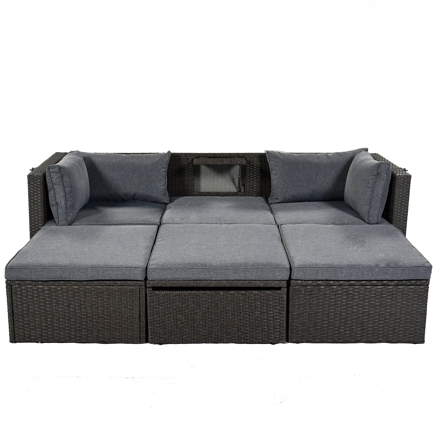 U Style Patio Rectangle Daybed With Canopy, Wicker Sectional Seating Be Up For Life