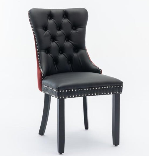 Modern High-End Tufted Solid Wood Contemporary PU & Velvet Upholstered Dining Chair-2 Piece Set BEUPFORLIFE.com