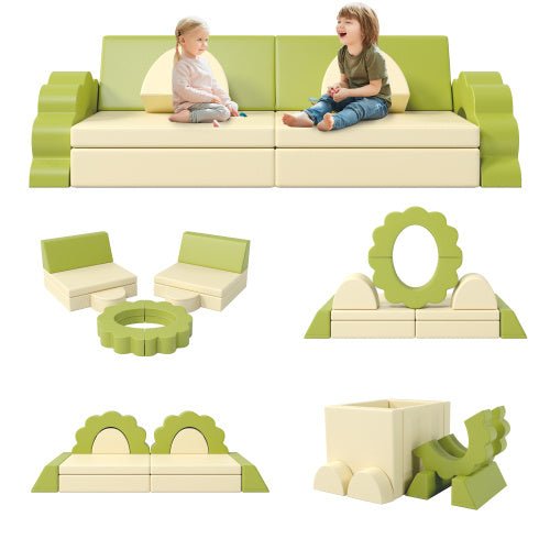 10PCS Kids Couch For Playroom, Climbing And Crawl Foam Play Set Foam Climbing Blocks Convertible Sofa - BEUPFORLIFE.com