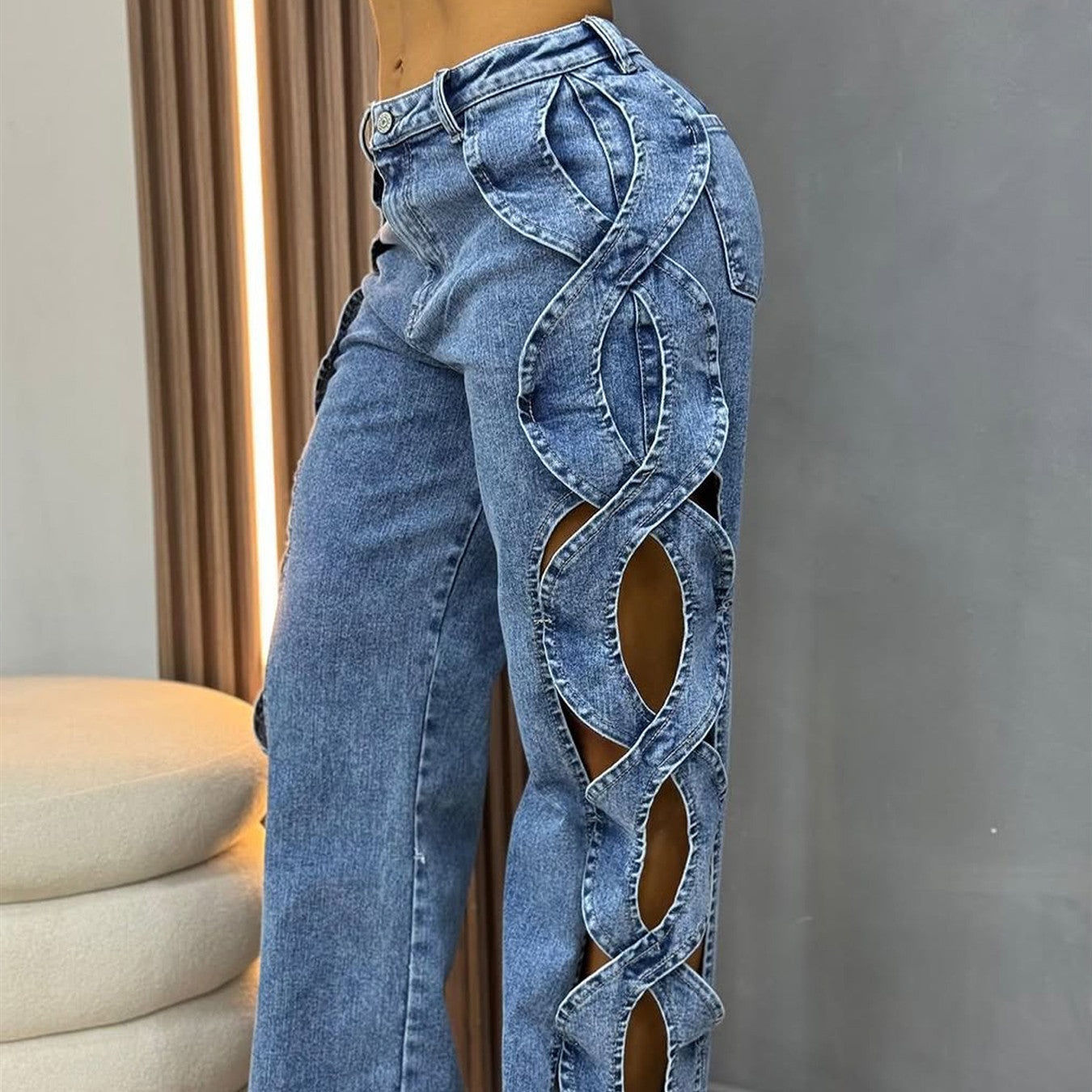 Women's Side Hollow S Line Denim Jeans BEUPFORLIFE.com