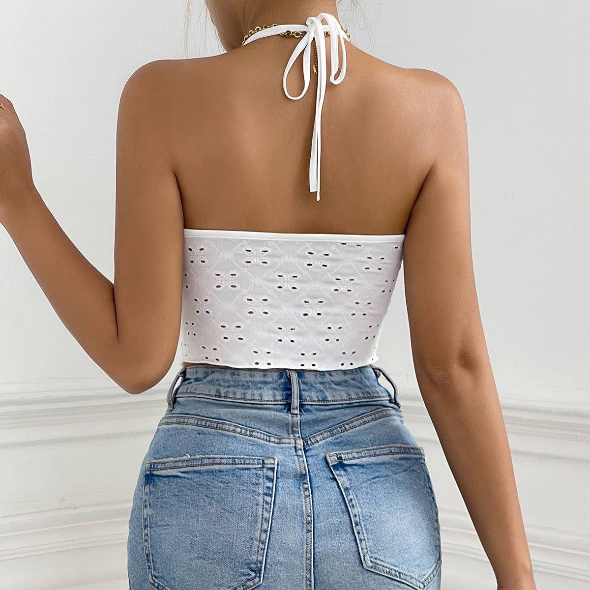 YL Trendy Halter Spaghetti-strap Top