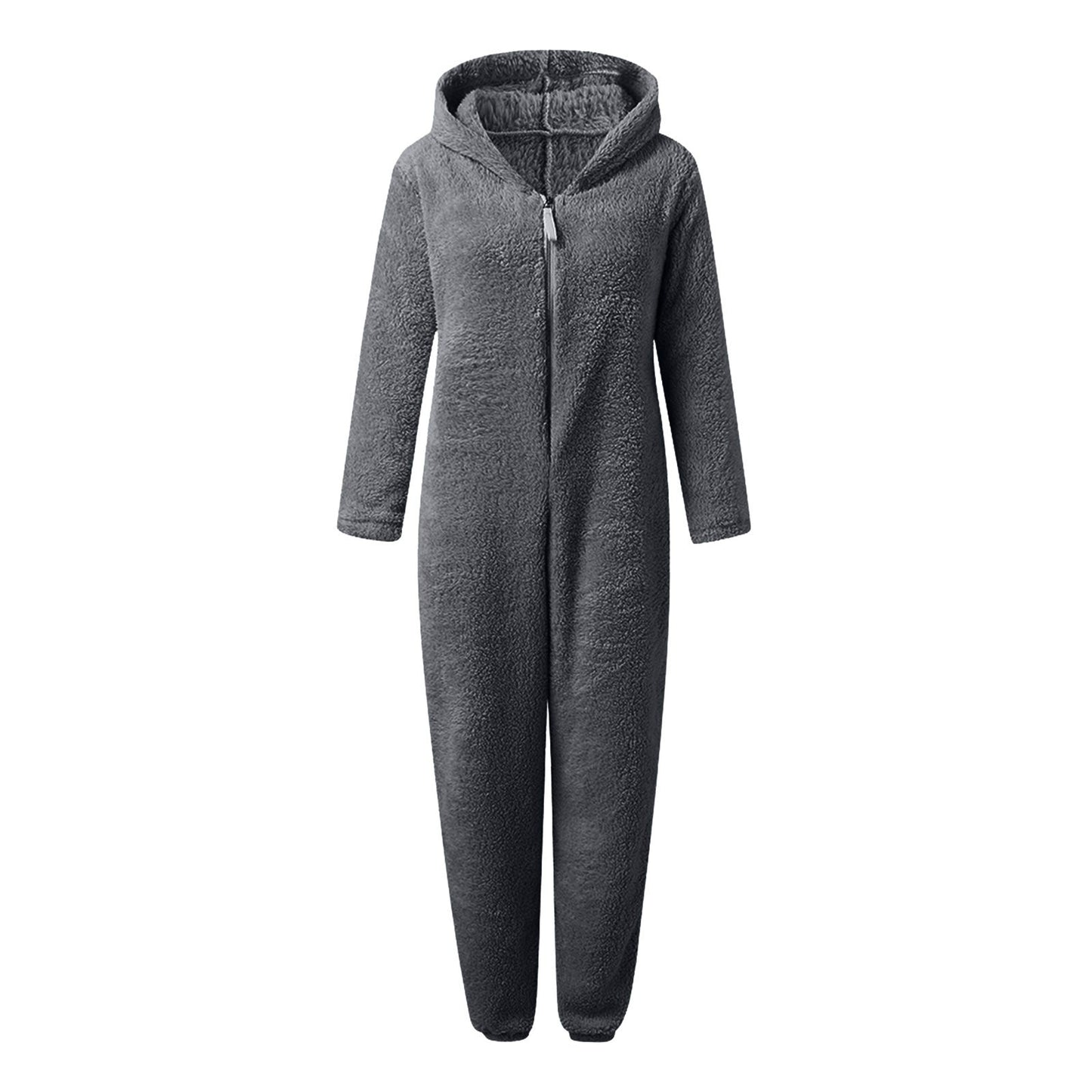Fleece-lined Thick Furry Jumpsuit Hooded Cat Ear Pajamas BEUPFORLIFE.com