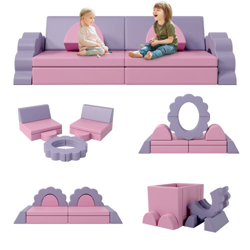 10PCS Kids Couch For Playroom, Climbing And Crawl Foam Play Set Foam Climbing Blocks Convertible Sofa BEUPFORLIFE.com