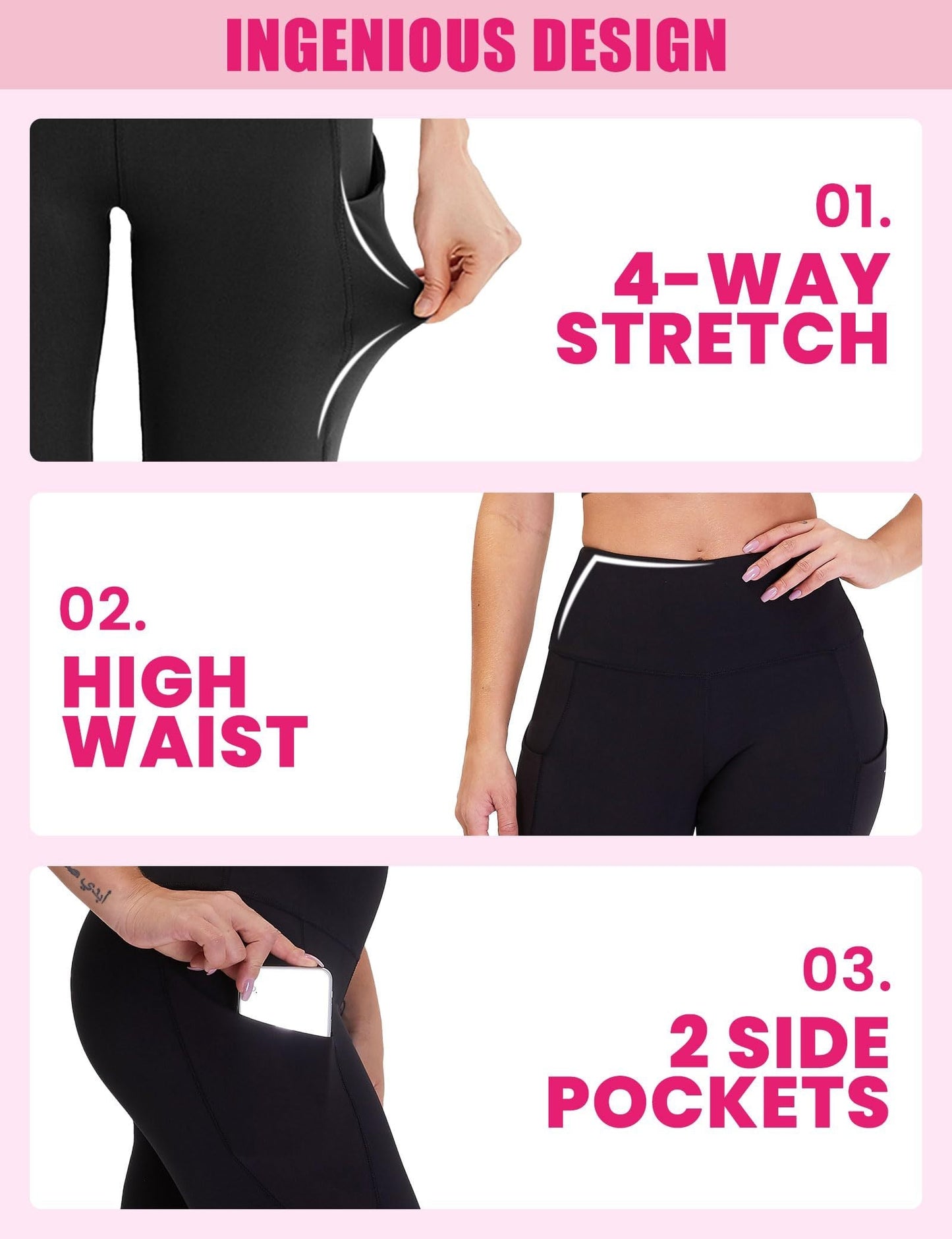 3 Piece - Cropped High-waisted Oblique Pocket Yoga Pants Be Up For Life