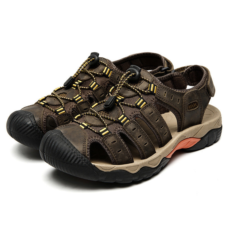 First Layer Cowhide Closed Toe Outdoor Sandals BEUPFORLIFE.com
