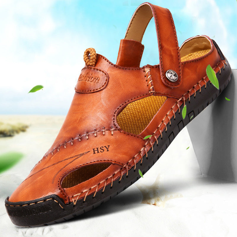 Closed Toe Leather Sandals BEUPFORLIFE.com