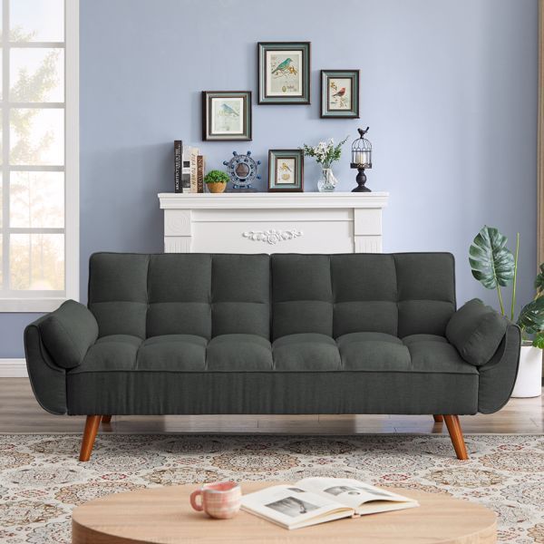 Linen Sofa w/ Adjustable Backrest And Easy Assembly Lounge Chair - Dark Gray BEUPFORLIFE.com