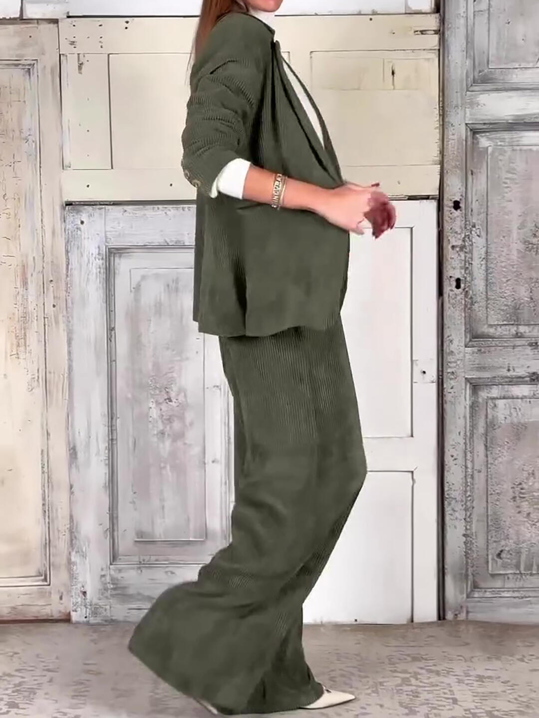 Casual Commuting Corduroy Blazer & Pants Set BEUPFORLIFE.com