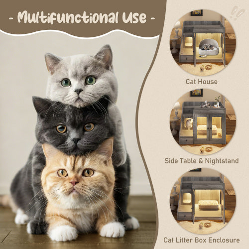 Cat Litter Box Enclosure With Light BEUPFORLIFE.com