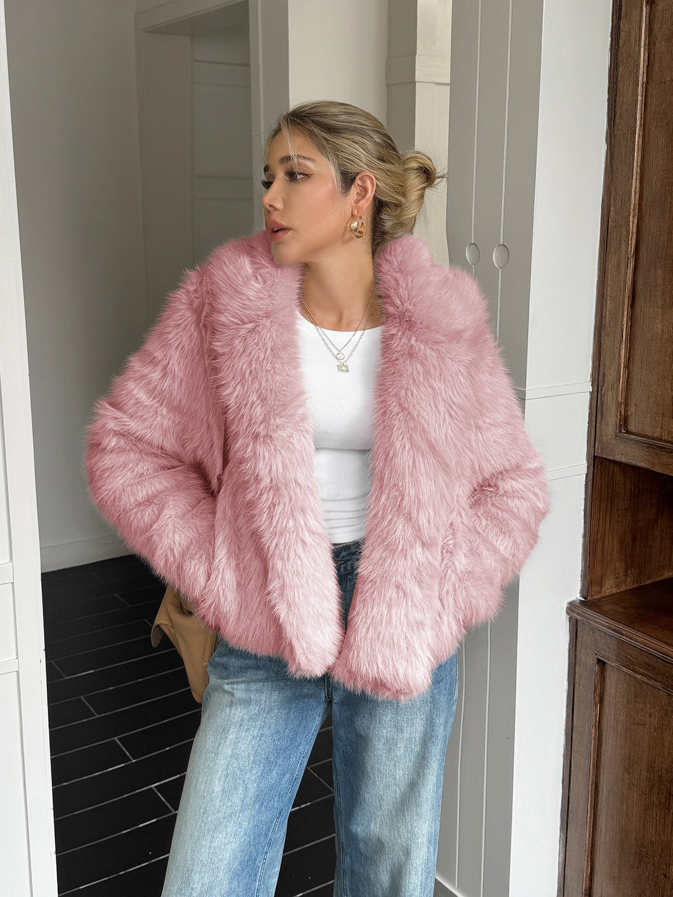 Fluffy Long Sleeve Coat