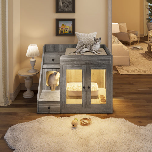 Cat Litter Box Enclosure With Light BEUPFORLIFE.com