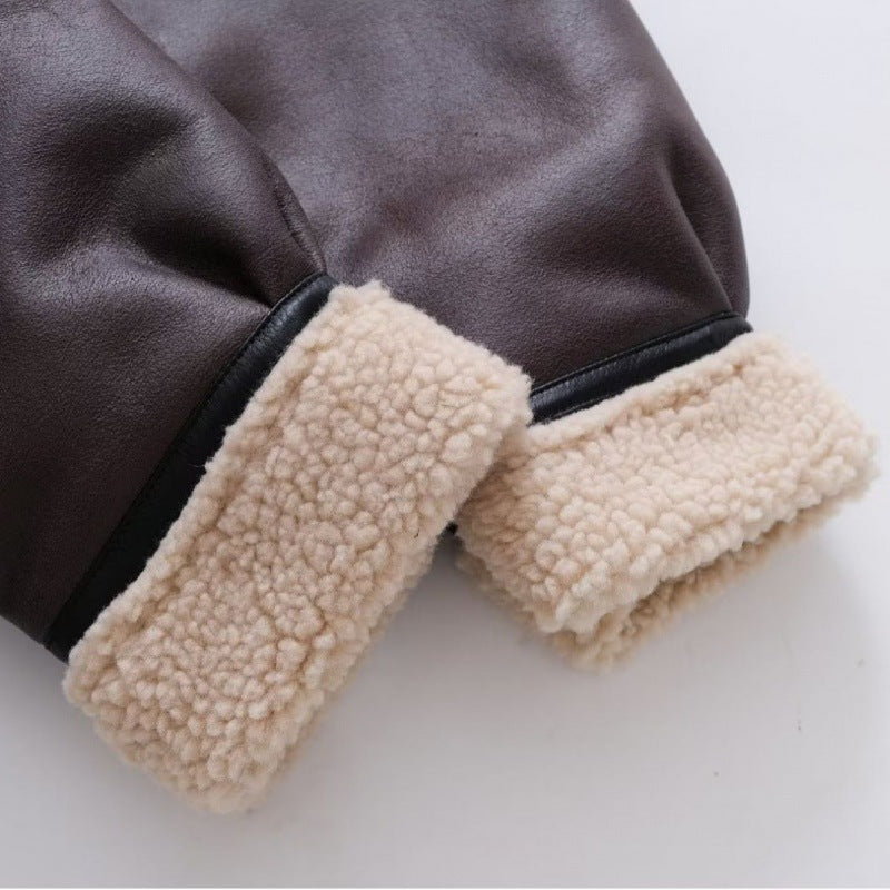 Suede Fur Integrated Motorcycle Jacket BEUPFORLIFE.com