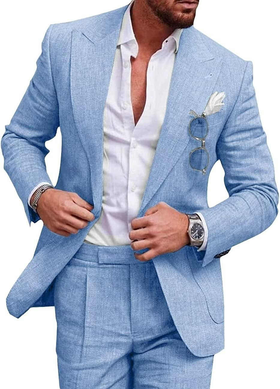 Men's Two Piece Linen Suit - BEUPFORLIFE.com