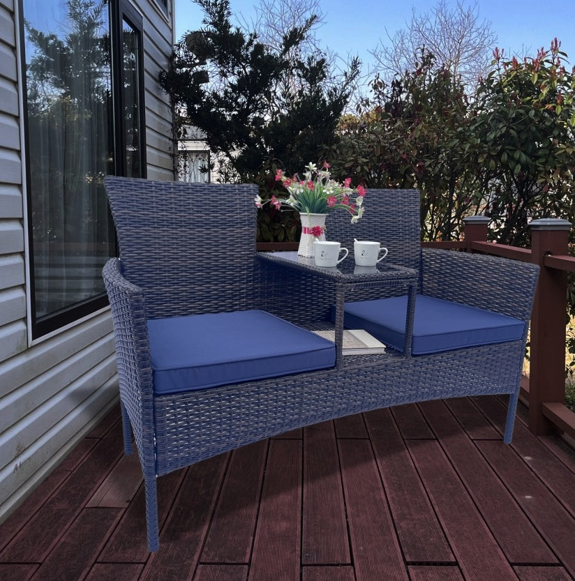 Wicker Patio Conversation Furniture Set, With Removable Cushions & Table BEUPFORLIFE.com