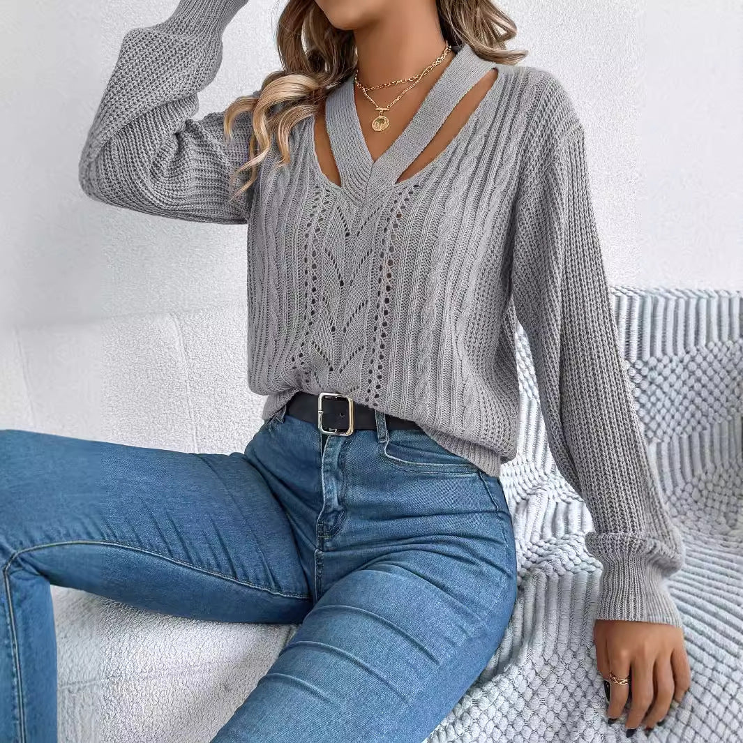 V-neck Twist Pullover Sweater Be Up For Life