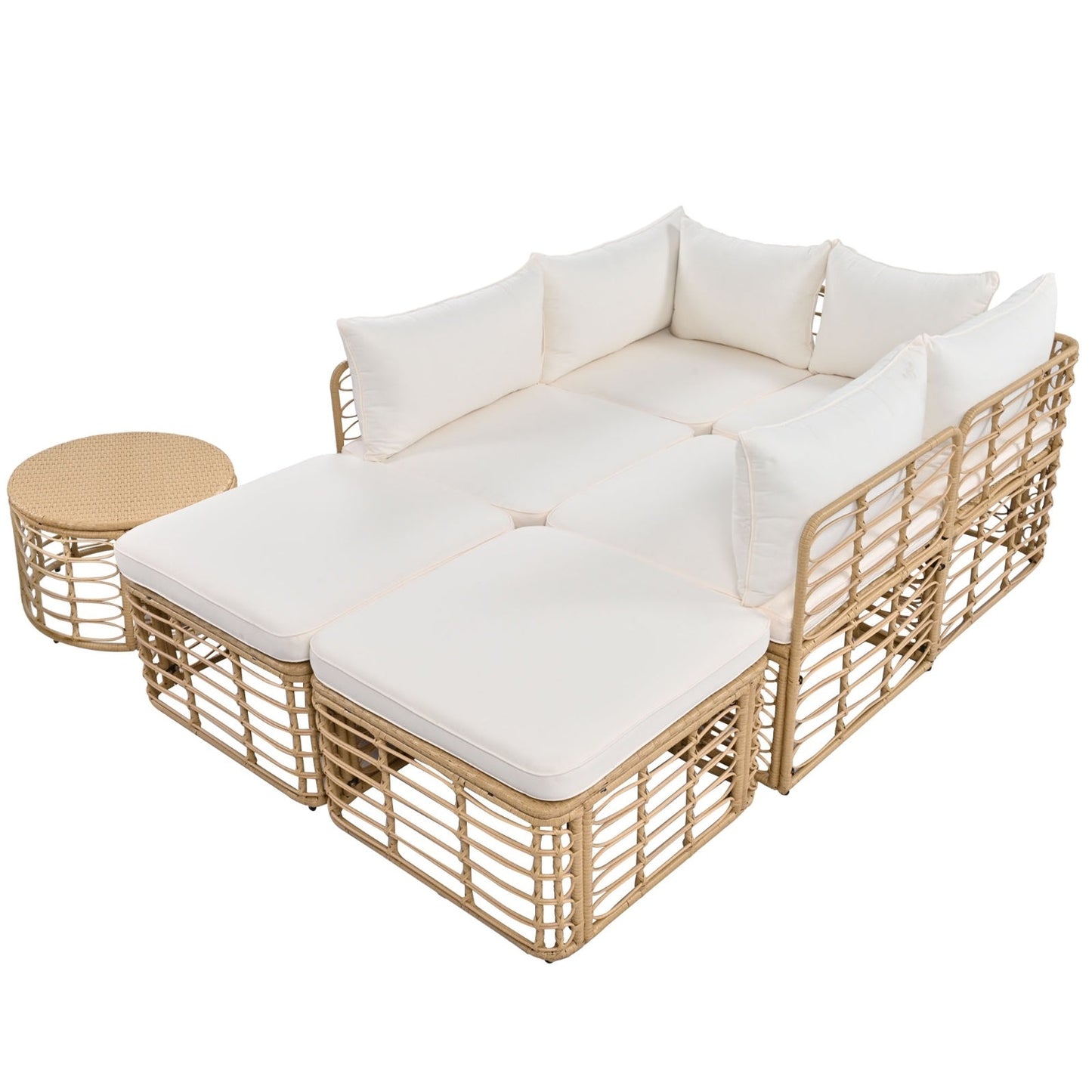 7 Piece Outdoor Patio Furniture, All-Weather Rattan Sectional Sofa Set BEUPFORLIFE.com