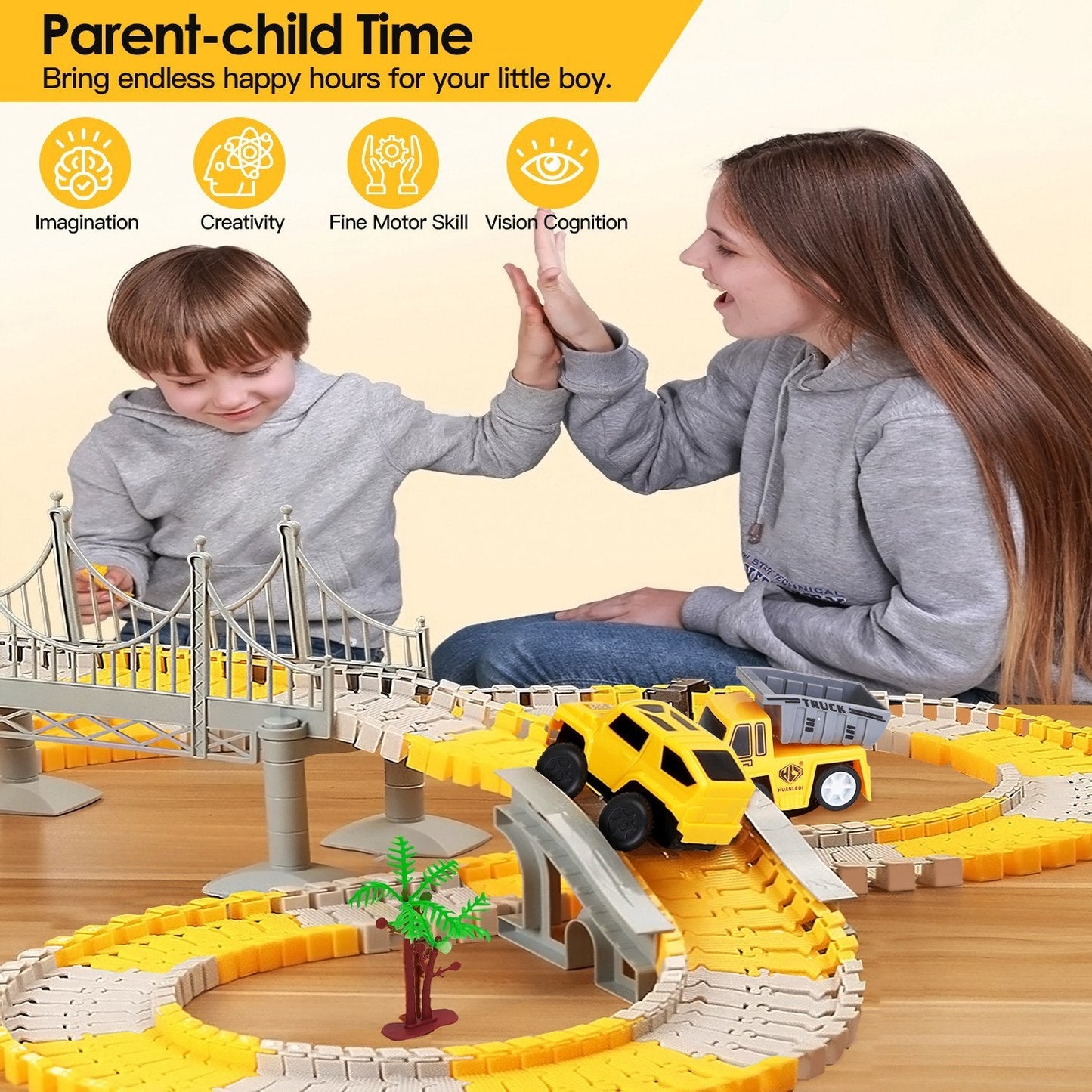 1Pc 340Pcs Construction Race Track Set, for Ages 3 - 6 Years Old BEUPFORLIFE.com