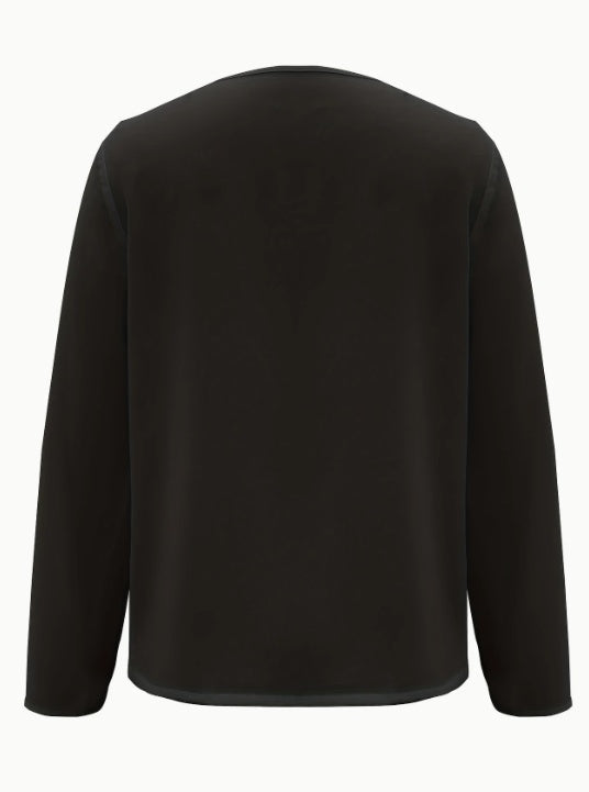 Solid V-Neck Blouse Long Sleeve BEUPFORLIFE.com