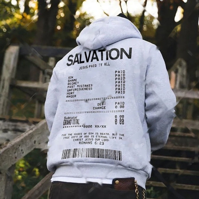 SALVATION Receipt Printed Graphic Hoodie BEUPFORLIFE.com
