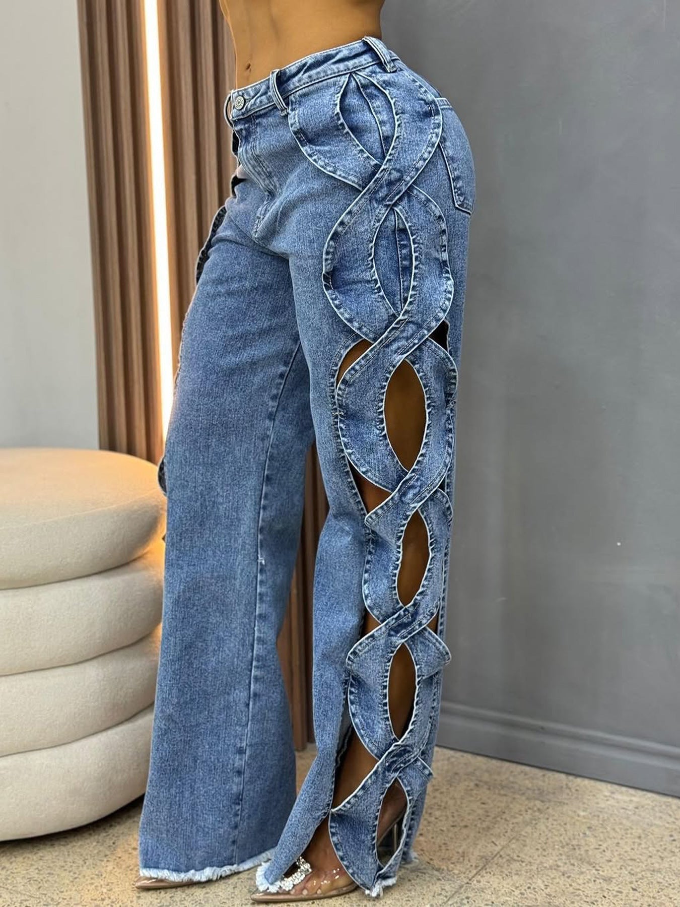 Women's Side Hollow S Line Denim Jeans BEUPFORLIFE.com