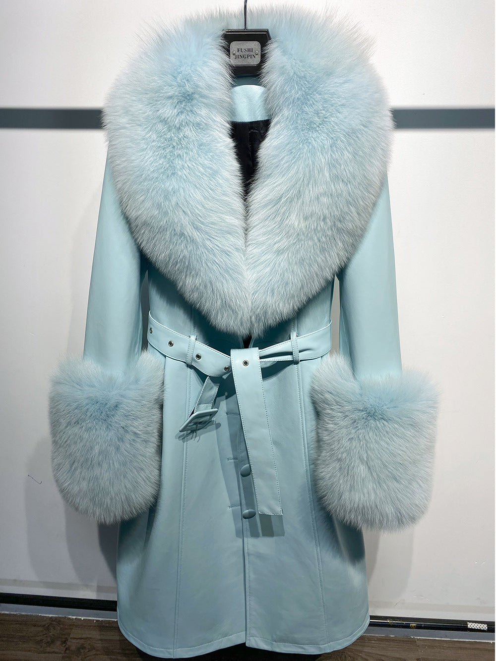 Leather Sheepskin Fox Fur Coat BEUPFORLIFE.com
