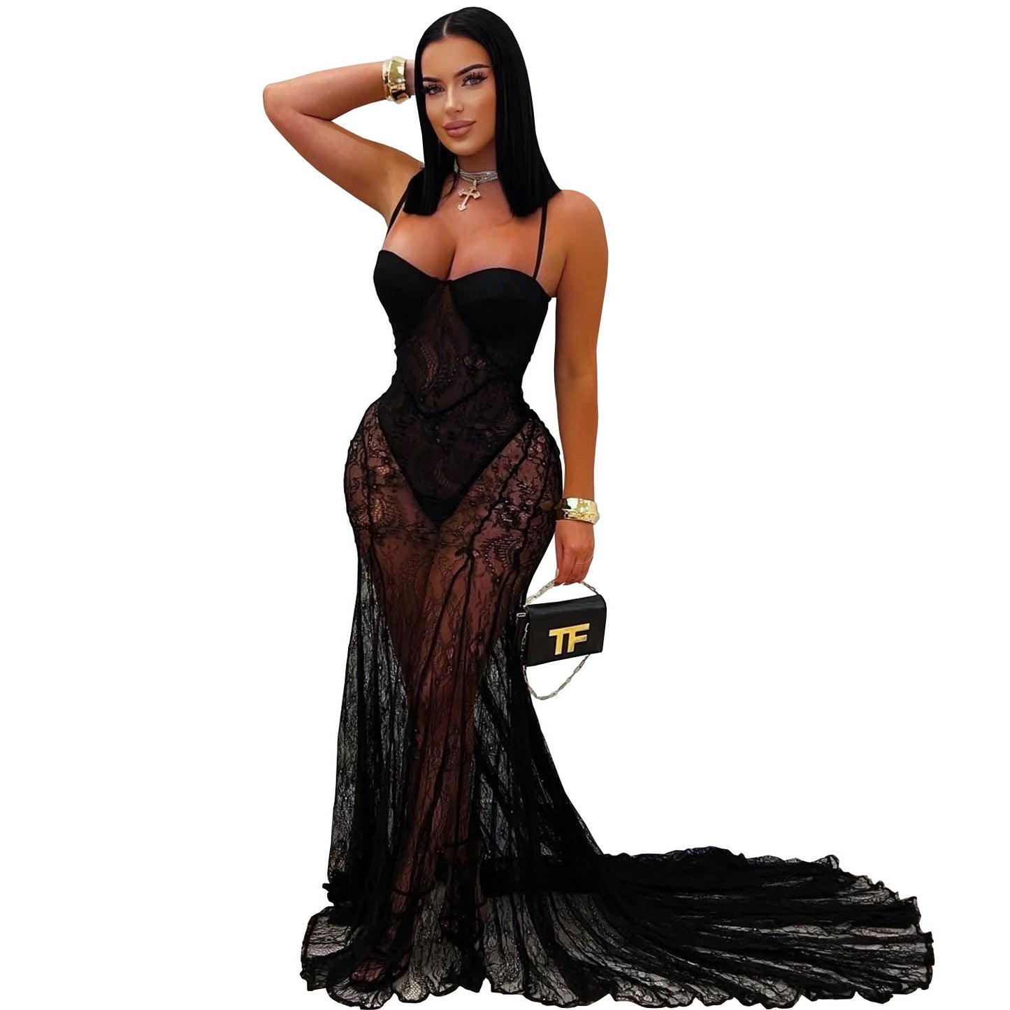 Women's Wear Sling Lace See-through Dress BEUPFORLIFE.com