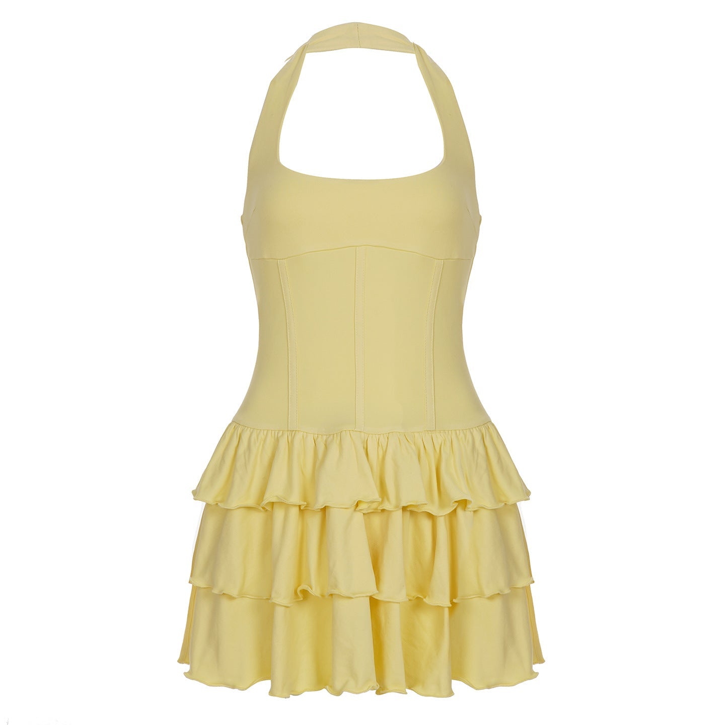 Pure Desire U Collar Halter High Waist Cake Dress BEUPFORLIFE.com