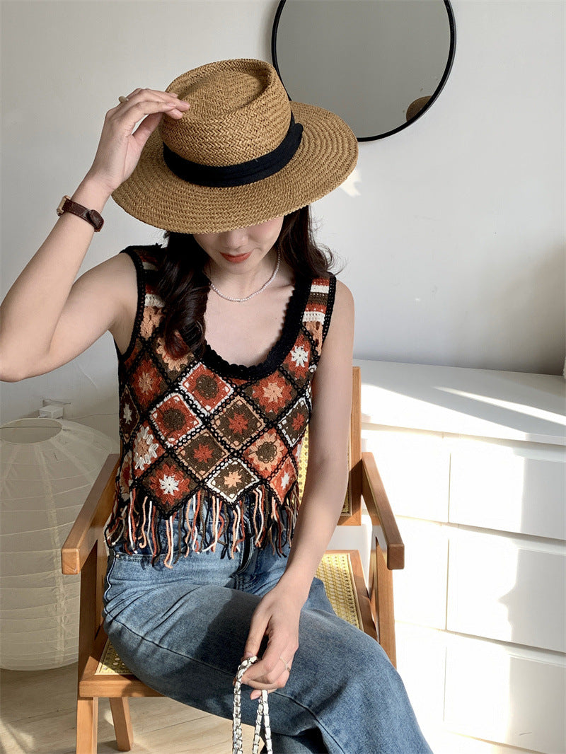 Crocheted Tassel Knitted Camisole BEUPFORLIFE.com