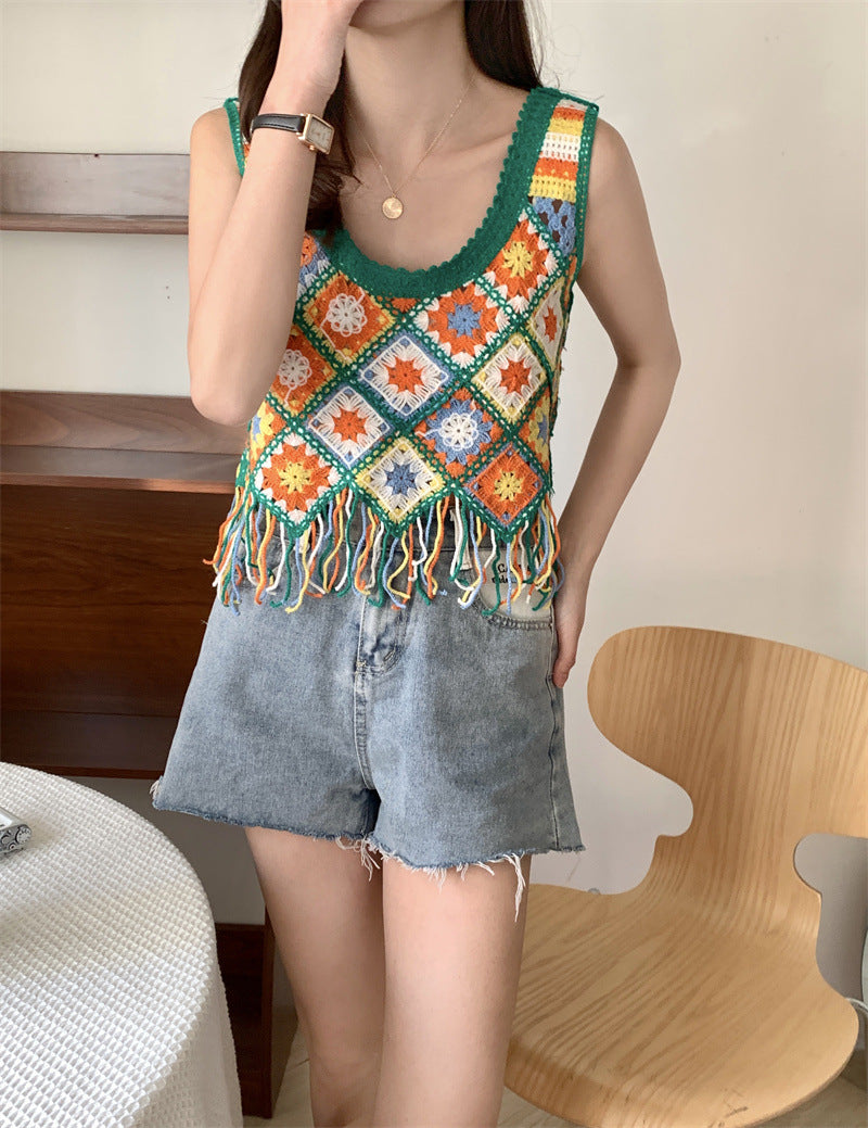 Crocheted Tassel Knitted Camisole BEUPFORLIFE.com