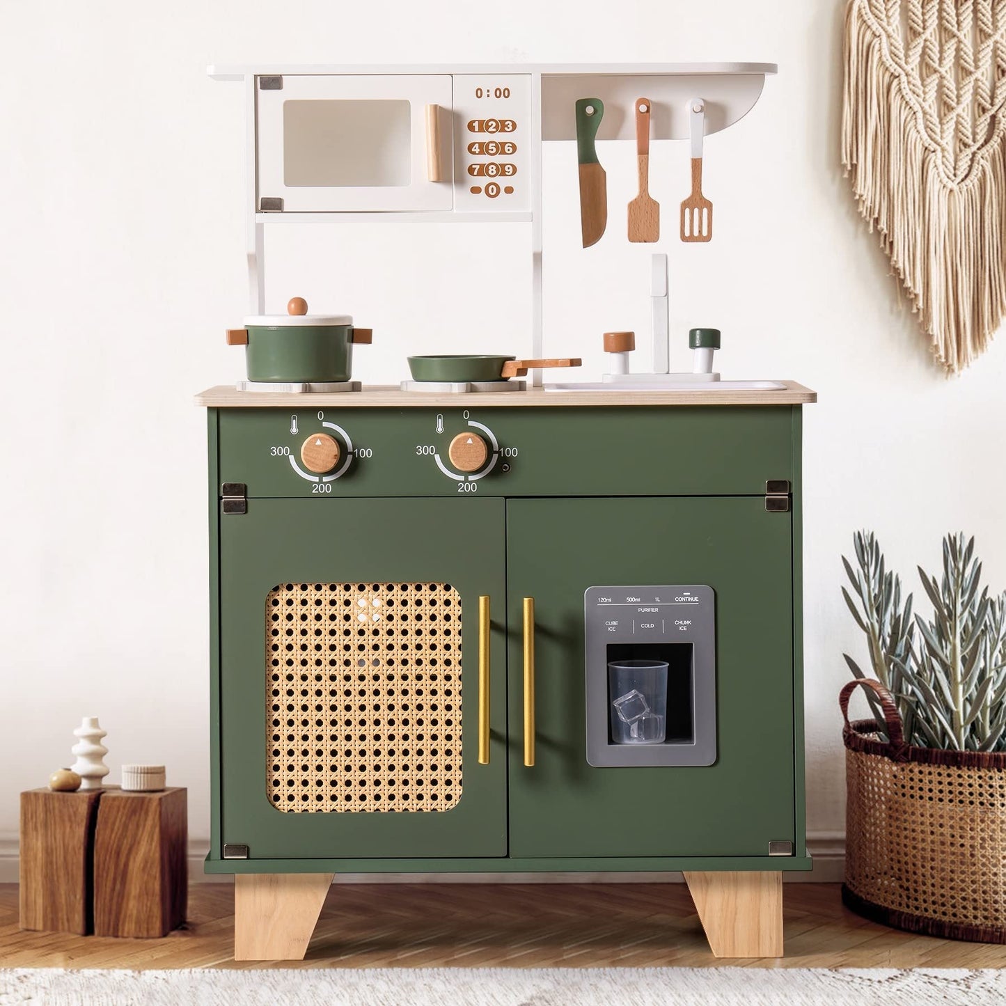 Green Wooden Kitchen Toy Set BEUPFORLIFE.com