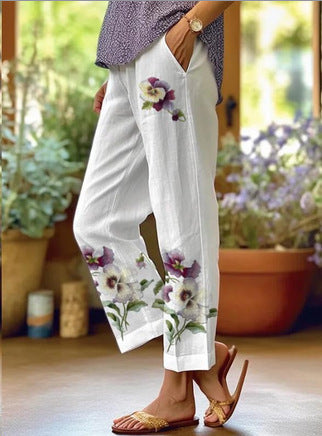 Digital Printed Minimalist Rolled Edge Casual Pants Be Up For Life