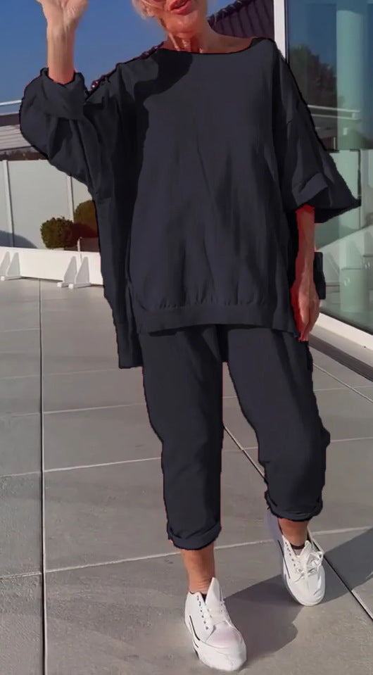 Round Neck Long Sleeve Two-piece Chill Wear
